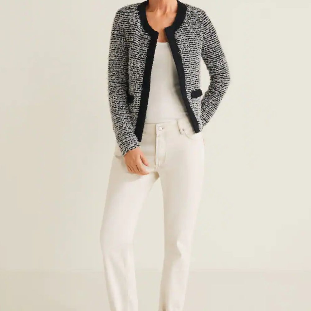 MANGO Tweed Black and White Jacket